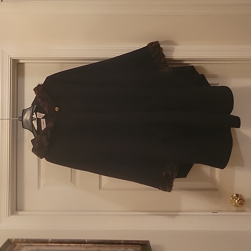 Black Faux fur trimmed poncho